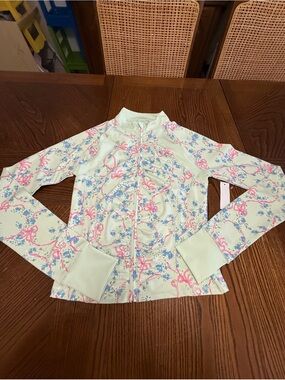 Shabby Chic Lightweight Foral Zip Front Active Jacket. NWT. Size XS